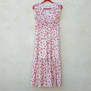 ZARA Floral Print Ruffle Sleeve Maxi Dress Size M